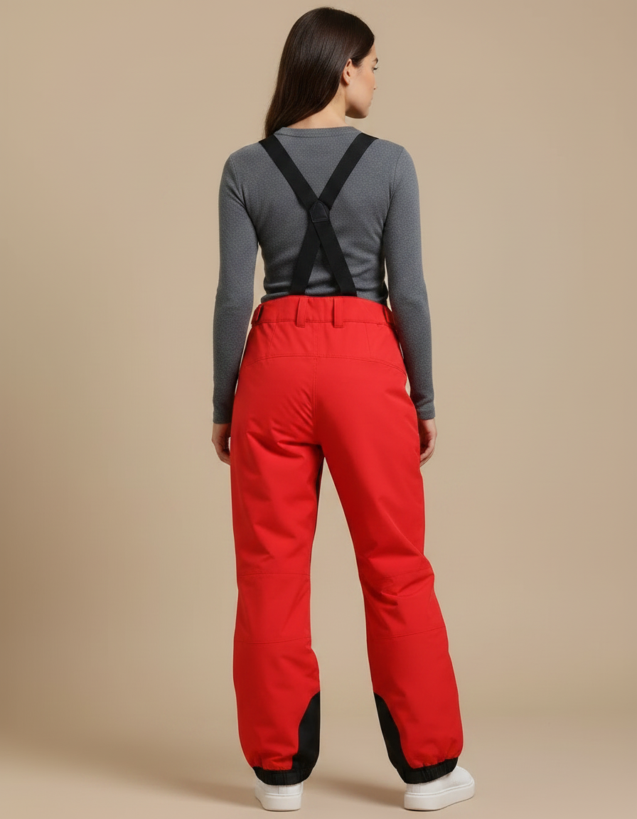 Pantalon De Pluie Rouge Ample Bretelles Imperméable Unisexe - Polyester - vue 2