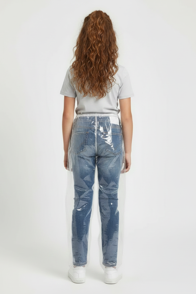 Pantalon De Pluie Transparent Plastique Jetable Portable - Bleu Polyester - vue 2
