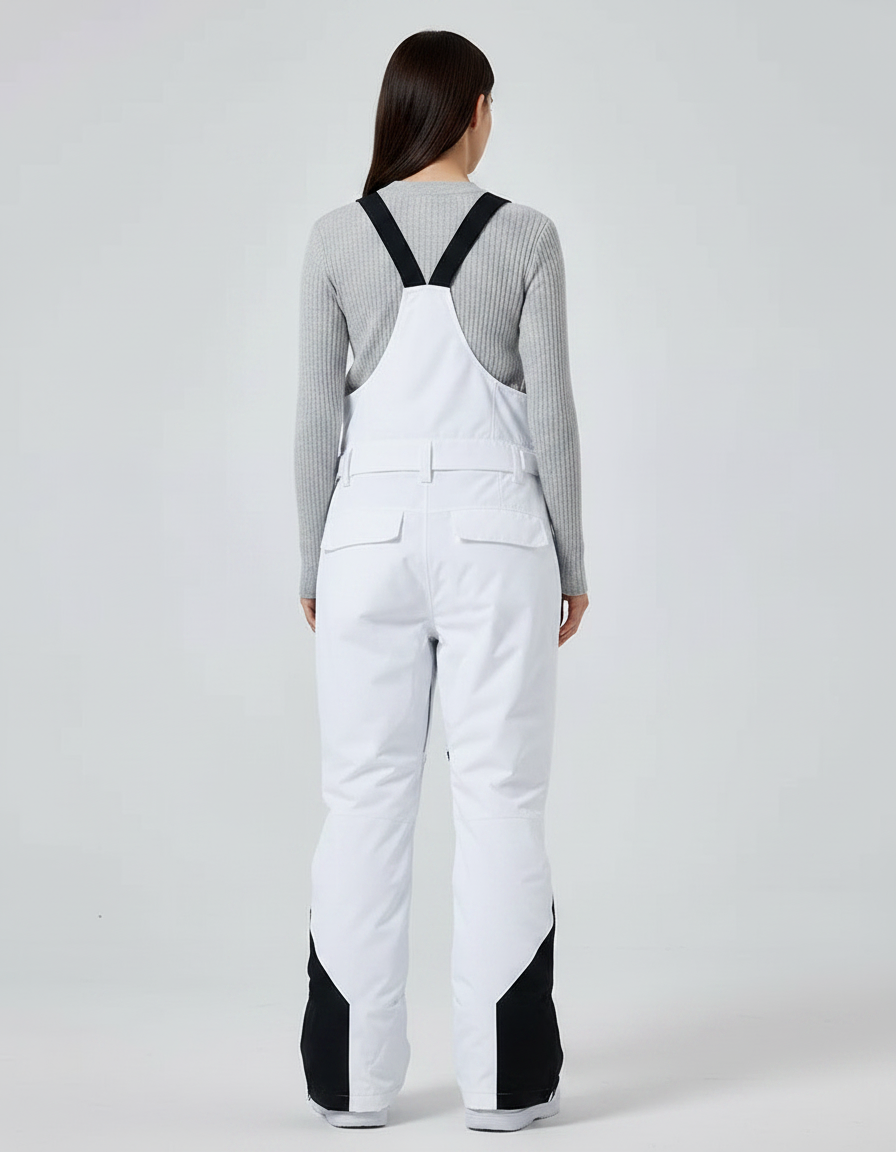 Pantalon De Pluie Blanc Noir Imperméable Bretelles Unisexe - Polyester - vue 2