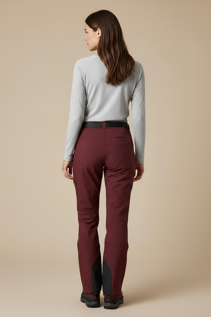 Pantalon De Pluie Bordeau Imperméable Femme Coupe Droite Ceinturé - Bordeaux Polyester - vue 2