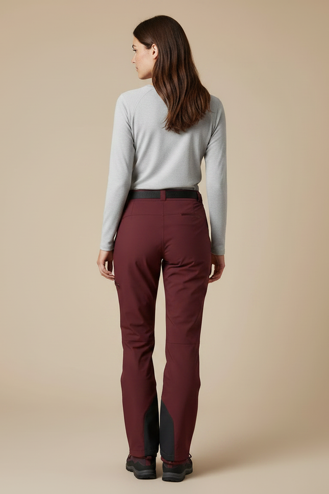 Pantalon De Pluie Bordeau Imperméable Femme Coupe Droite Ceinturé - Bordeaux Polyester - vue 2