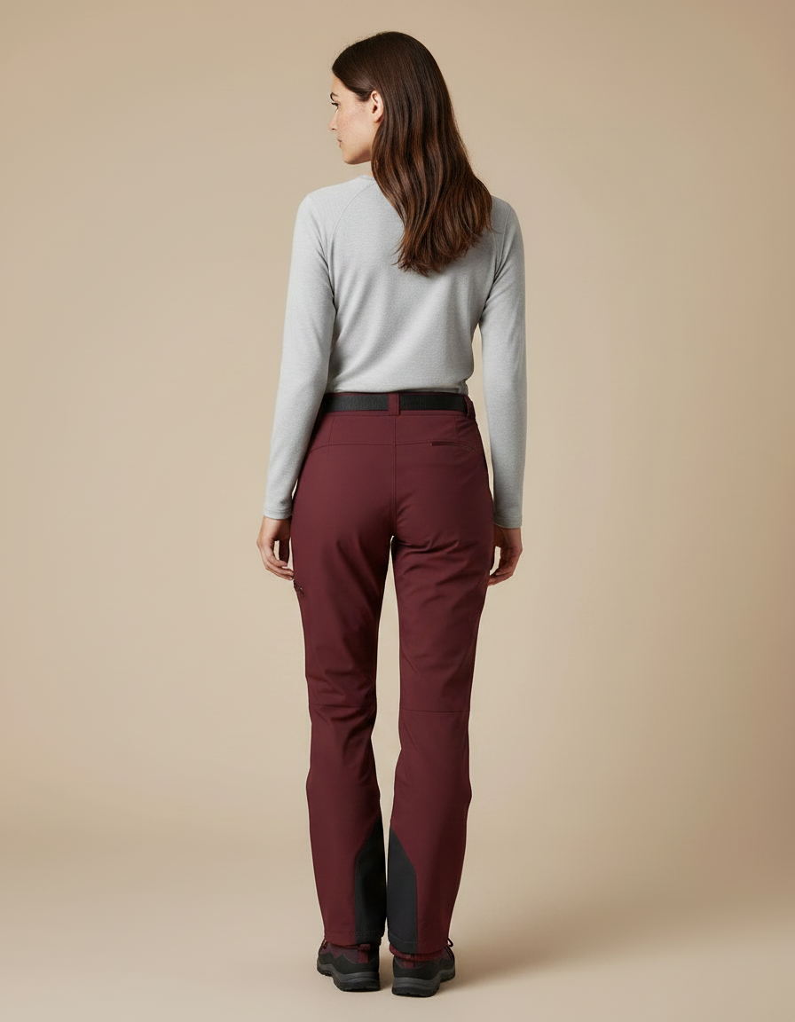 Pantalon De Pluie Bordeau Imperméable Femme Coupe Droite Ceinturé - Bordeaux Polyester - vue 2