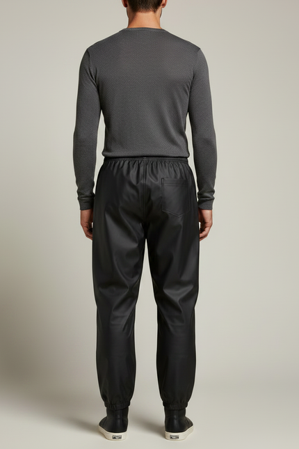 Pantalon De Pluie Noir Ample Imperméable Élastiqué Homme - Polyester - vue 2