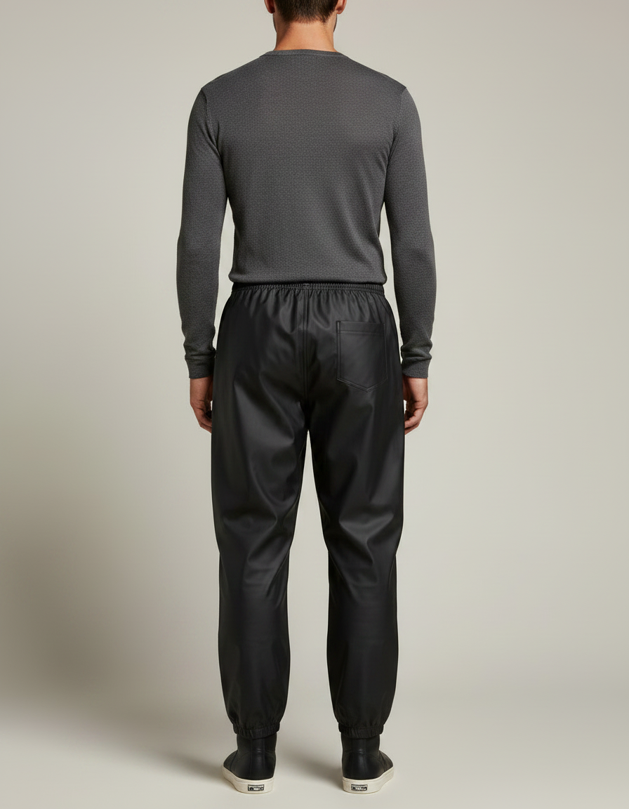 Pantalon De Pluie Noir Ample Imperméable Élastiqué Homme - Polyester - vue 2