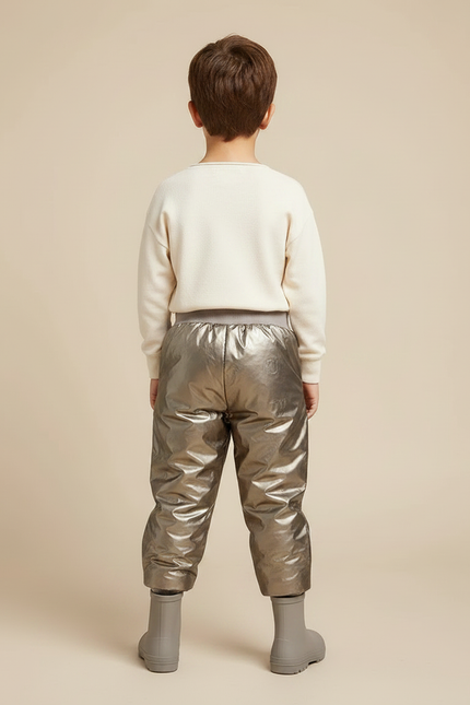 Pantalon De Pluie Brillant Imperméable Enfant Ample - Argenté Polyester - vue 2