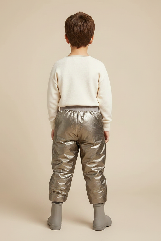 Pantalon De Pluie Brillant Imperméable Enfant Ample - Argenté Polyester - vue 2