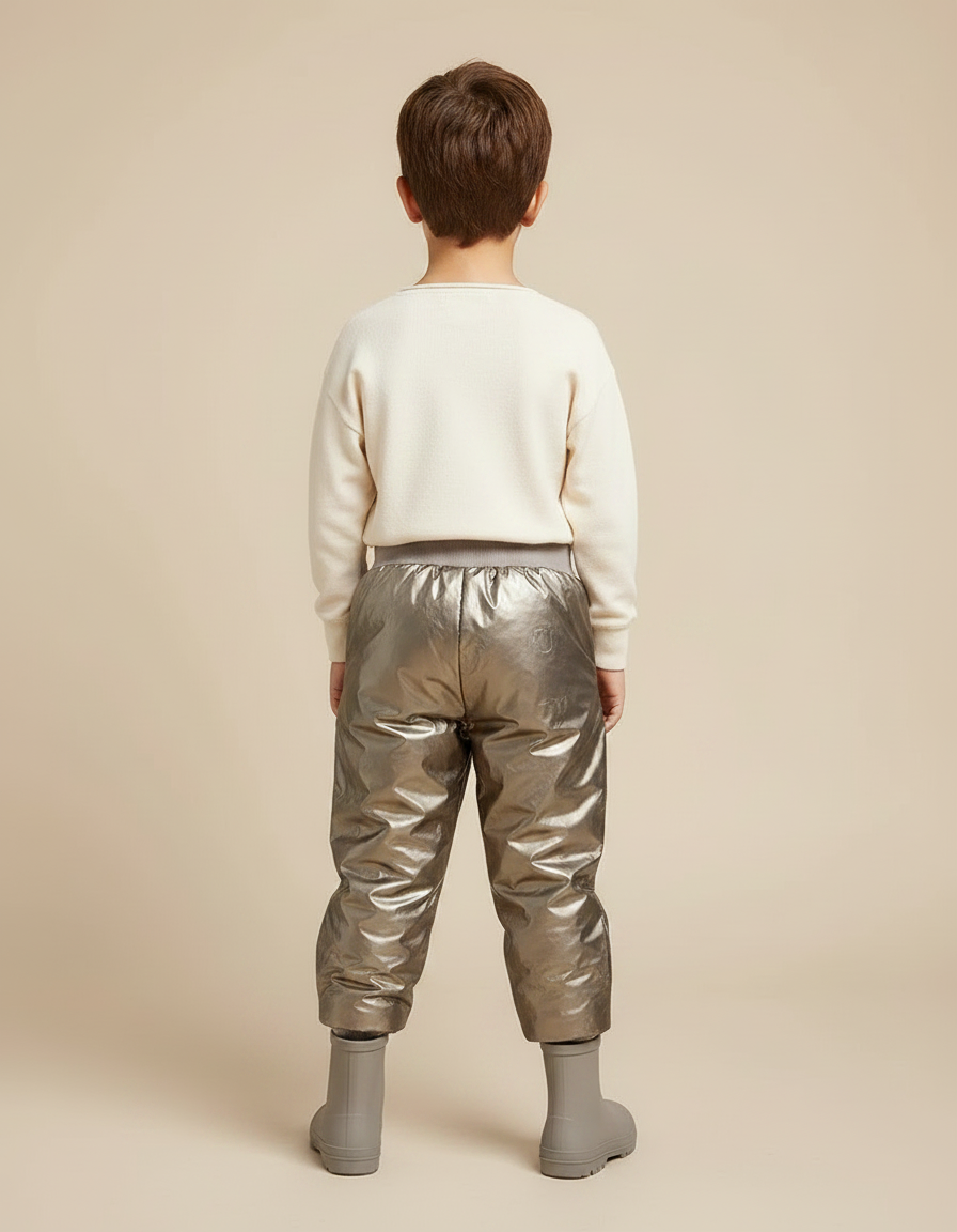 Pantalon De Pluie Brillant Imperméable Enfant Ample - Argenté Polyester - vue 2