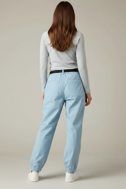 Pantalon De Pluie Bleu Clair Ample Imperméable Ceinturé Femme - Polyester - vue 2