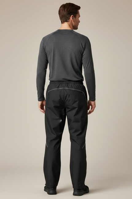 Pantalon De Pluie Noir Imperméable Réfléchissant Homme Sport - Polyester - vue 2