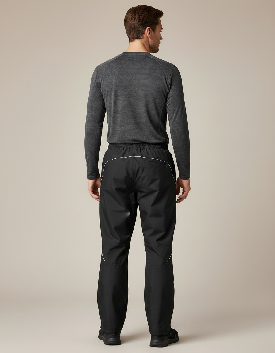 Pantalon De Pluie Noir Imperméable Réfléchissant Homme Sport - Polyester - vue 2