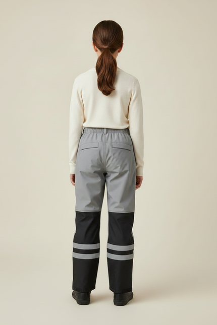 Pantalon De Pluie Gris Noir Réfléchissant Imperméable Enfant - Multicolore Polyester - vue 2