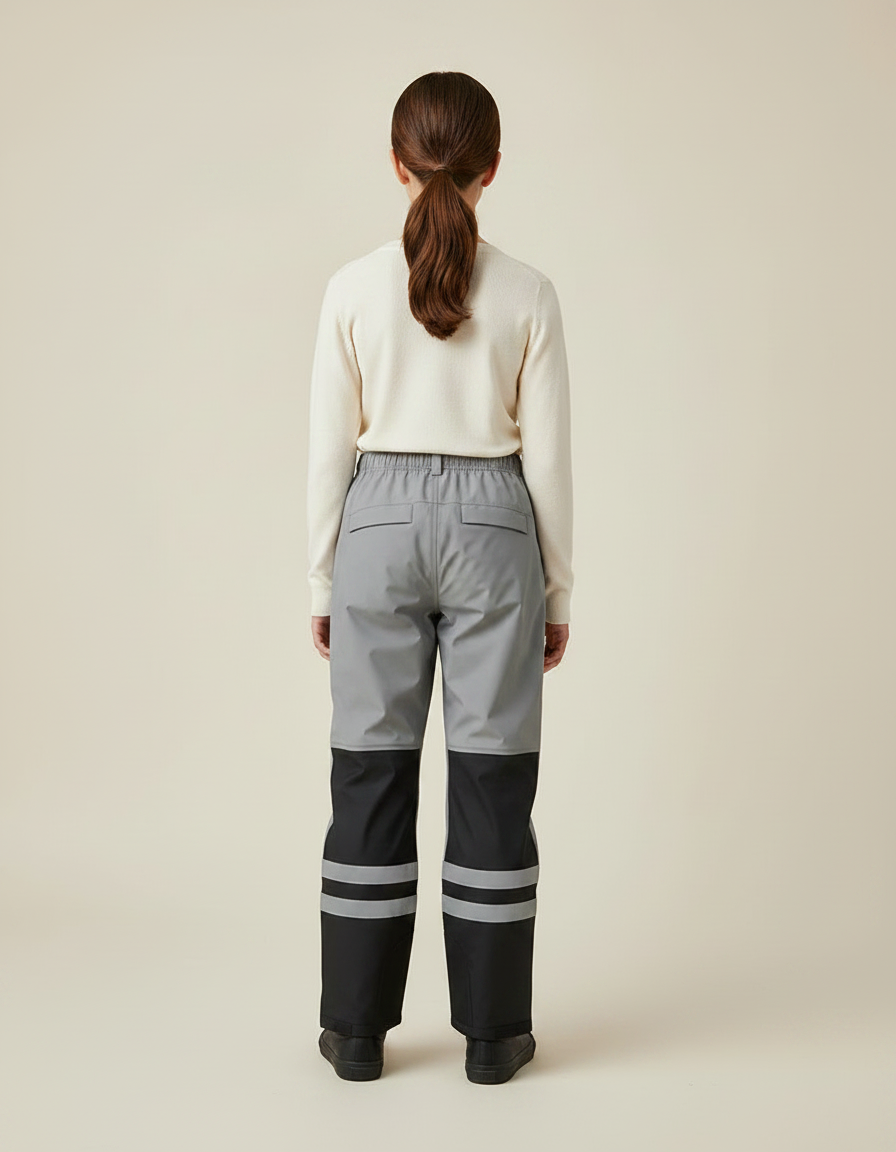 Pantalon De Pluie Gris Noir Réfléchissant Imperméable Enfant - Multicolore Polyester - vue 2