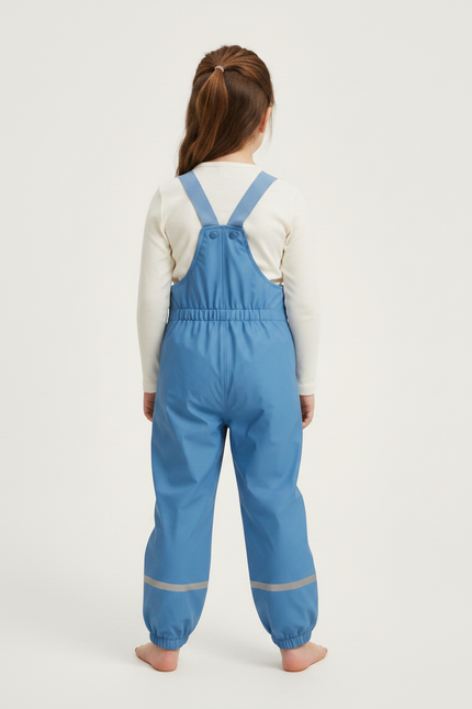 Pantalon De Pluie Bleu Imperméable Bretelles Réfléchissant Enfant - Polyester - vue 2
