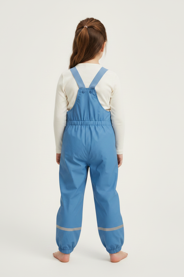 Pantalon De Pluie Bleu Imperméable Bretelles Réfléchissant Enfant - Polyester - vue 2