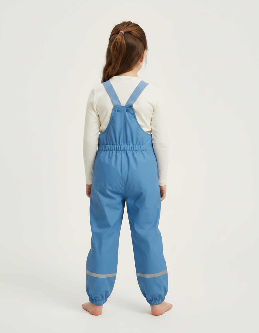 Pantalon De Pluie Bleu Imperméable Bretelles Réfléchissant Enfant - Polyester - vue 2