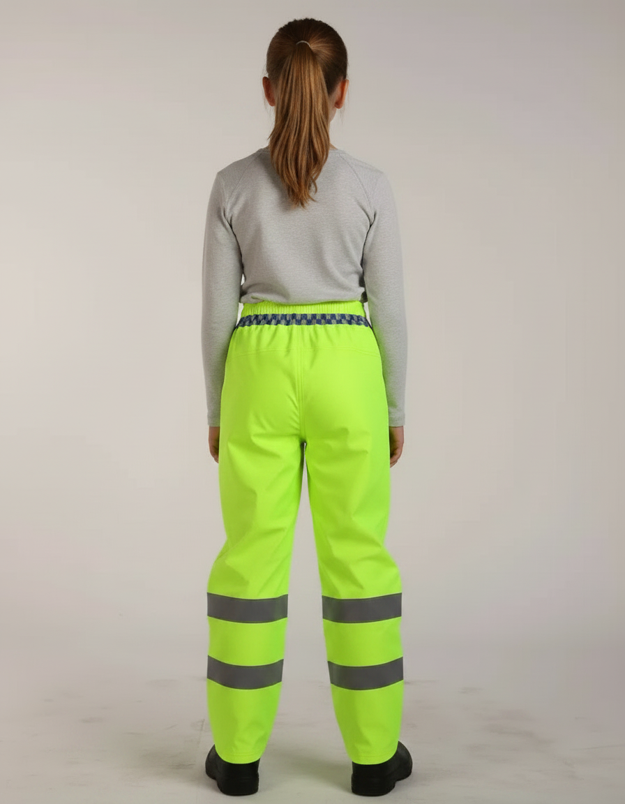 Pantalon De Pluie Jaune Fluo Imperméable Réfléchissant Enfant - Polyester - vue 2