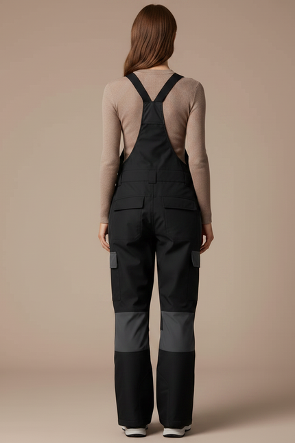 Pantalon De Pluie Noir Bretelles Imperméable Unisexe Ski - Polyester - vue 2