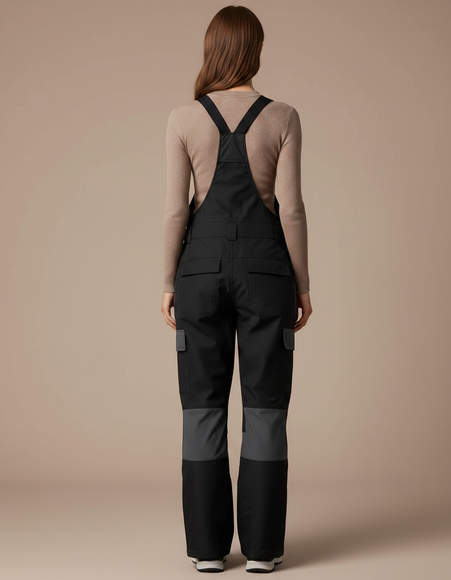 Pantalon De Pluie Noir Bretelles Imperméable Unisexe Ski - Polyester - vue 2