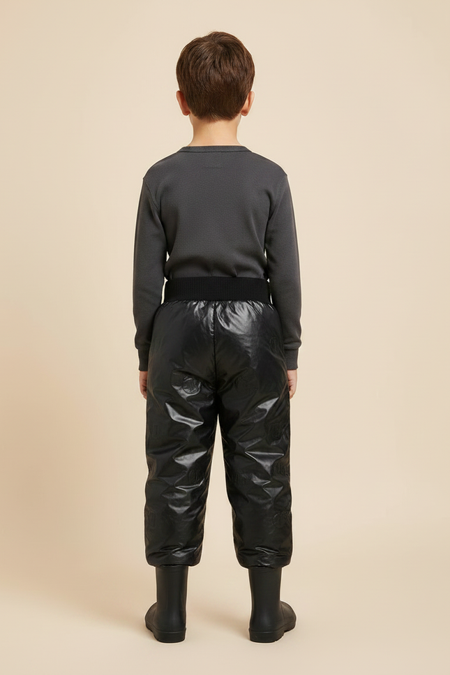 Pantalon De Pluie Noir Brillant Imperméable Enfant Hiver - Polyester - vue 2
