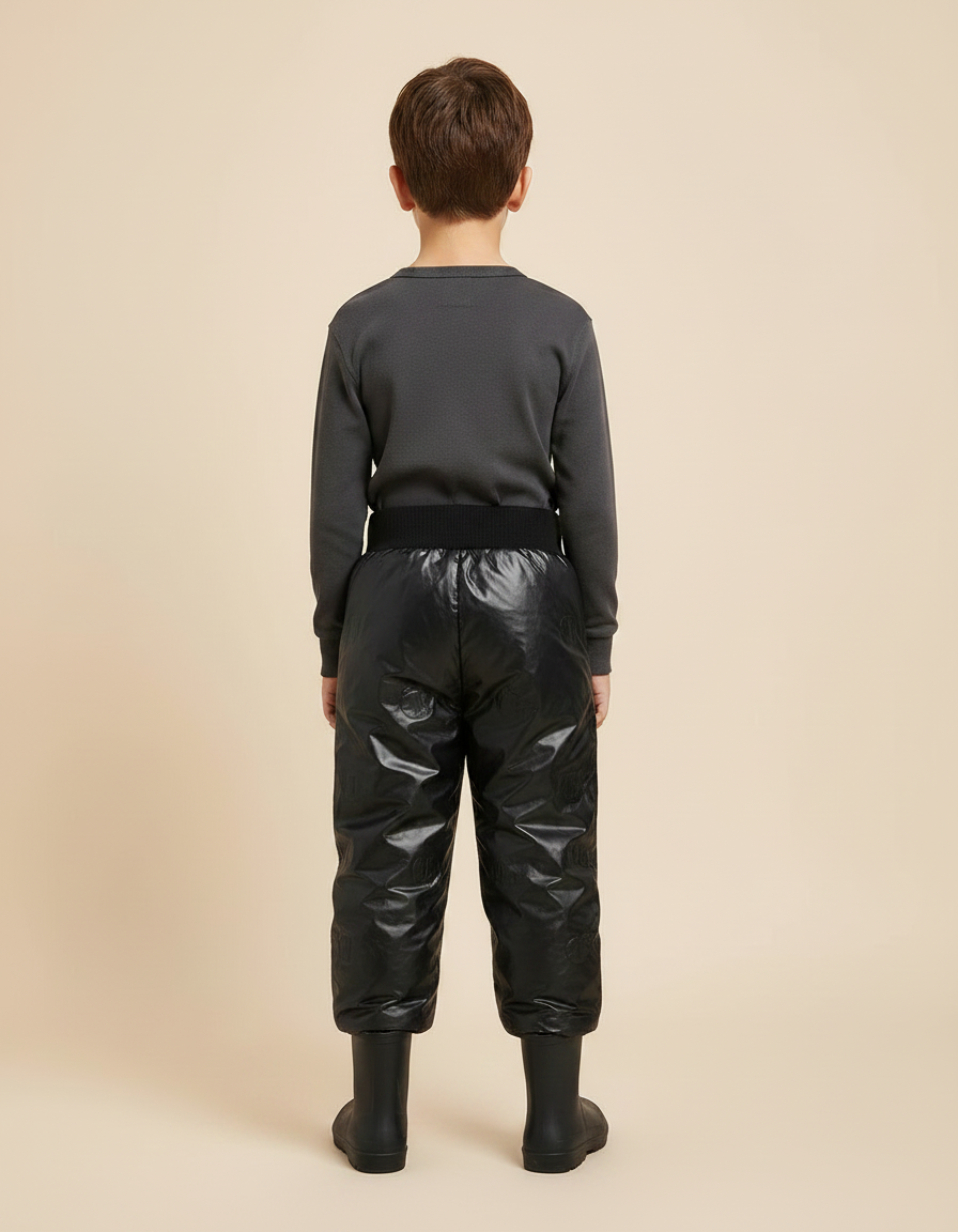 Pantalon De Pluie Noir Brillant Imperméable Enfant Hiver - Polyester - vue 2