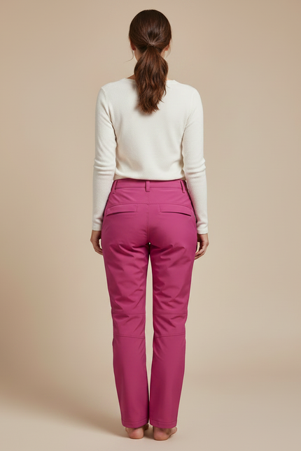 Pantalon De Pluie Femme Fuchsia Doublé Polaire Coupe Droite - Rose Polyester - vue 2