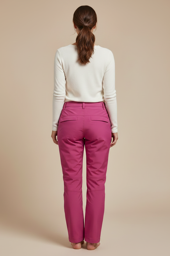 Pantalon De Pluie Femme Fuchsia Doublé Polaire Coupe Droite - Rose Polyester - vue 2