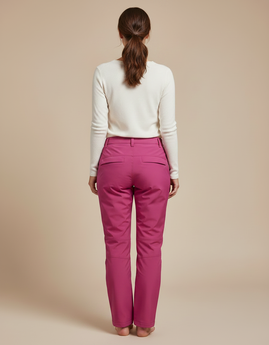 Pantalon De Pluie Femme Fuchsia Doublé Polaire Coupe Droite - Rose Polyester - vue 2