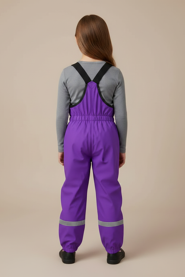 Pantalon De Pluie Violet Imperméable Bretelles Réfléchissant Enfant - Polyester - vue 2