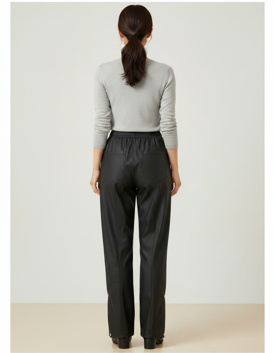 Pantalon De Pluie Noir Similicuir Ample Imperméable Femme - Simili cuir - vue 2