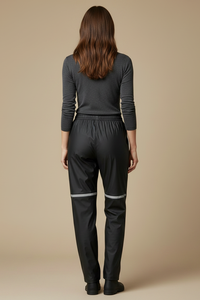 Pantalon De Pluie Noir Imperméable Réfléchissant Ample Unisexe - Polyester - vue 2