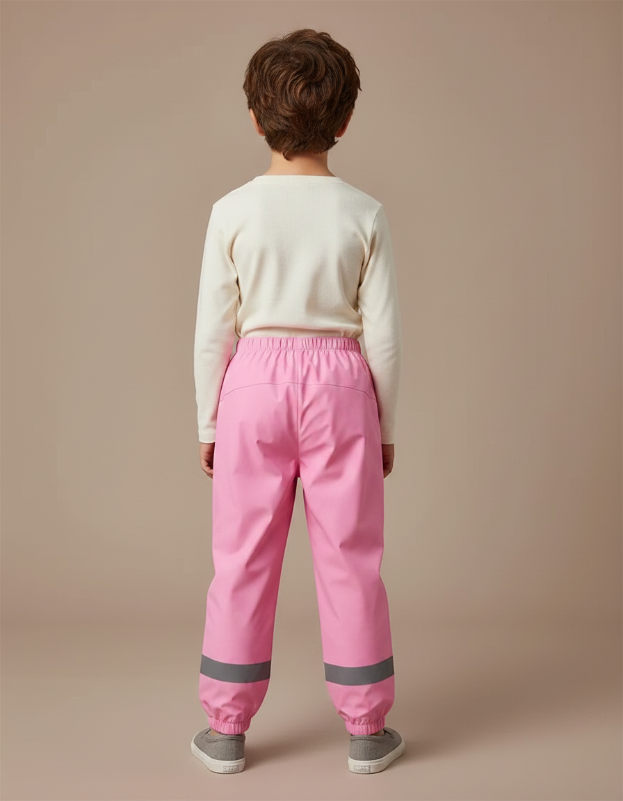 Pantalon De Pluie Rose Réfléchissant Imperméable Enfant - Polyester - vue 2