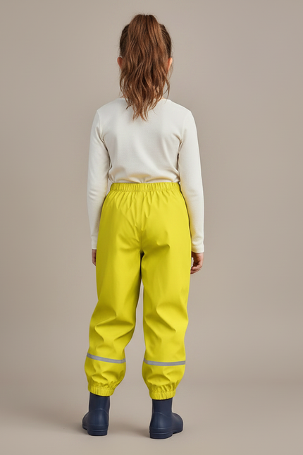 Pantalon De Pluie Jaune Fluo Imperméable Ample Réfléchissant Enfant - Polyester - vue 2