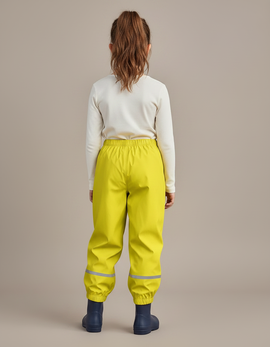 Pantalon De Pluie Jaune Fluo Imperméable Ample Réfléchissant Enfant - Polyester - vue 2