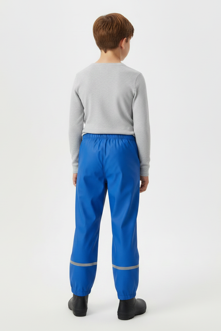 Pantalon De Pluie Bleu Imperméable Réfléchissant Élastiqué Enfant - Polyester - vue 2