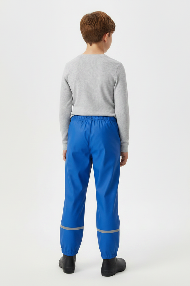Pantalon De Pluie Bleu Imperméable Réfléchissant Élastiqué Enfant - Polyester - vue 2