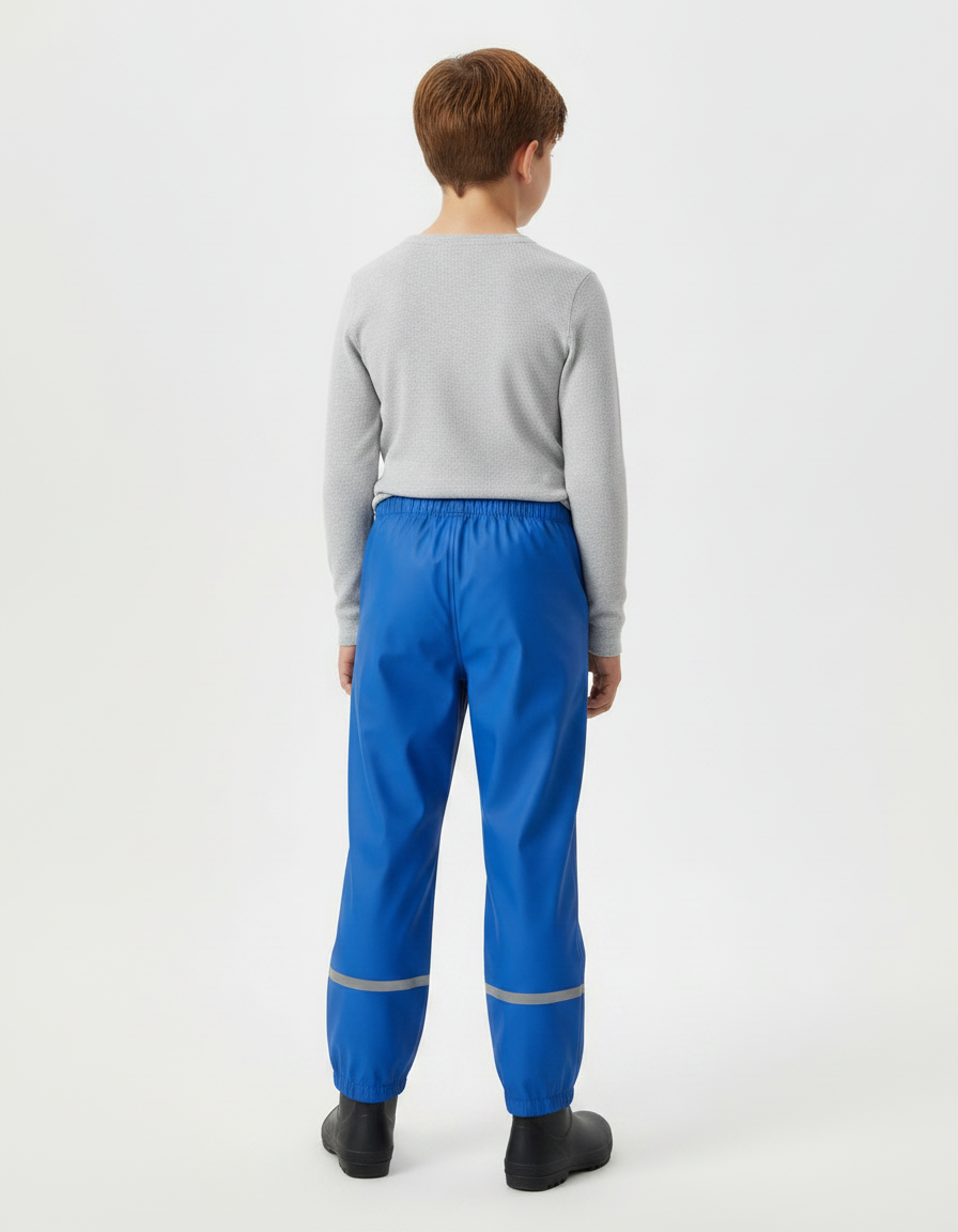 Pantalon De Pluie Bleu Imperméable Réfléchissant Élastiqué Enfant - Polyester - vue 2