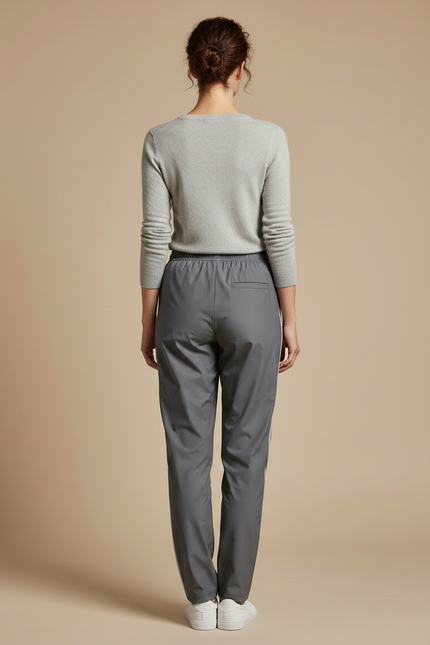 Pantalon De Pluie Gris Imperméable Décontracté Bandes Latérales - Polyester - vue 2