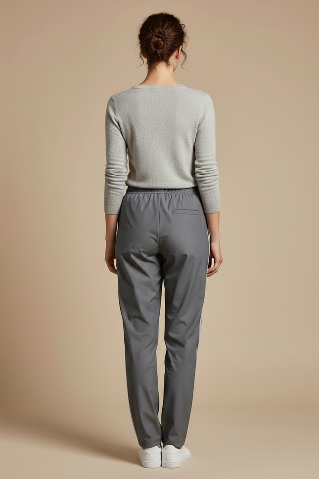 Pantalon De Pluie Gris Imperméable Décontracté Bandes Latérales - Polyester - vue 2