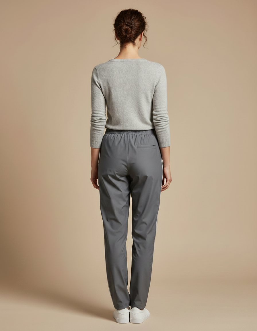 Pantalon De Pluie Gris Imperméable Décontracté Bandes Latérales - Polyester - vue 2