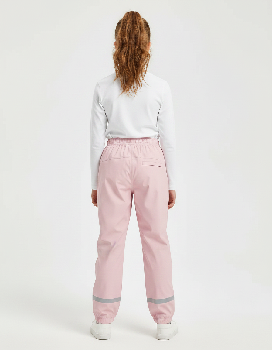 Pantalon De Pluie Rose Enfant Imperméable Réfléchissant Élastiqué - Polyester - vue 2