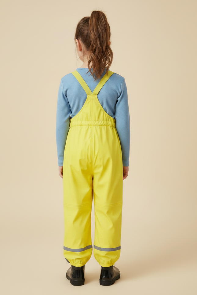 Pantalon De Pluie Jaune Bretelles Imperméable Enfant Réfléchissant - Polyester - vue 2