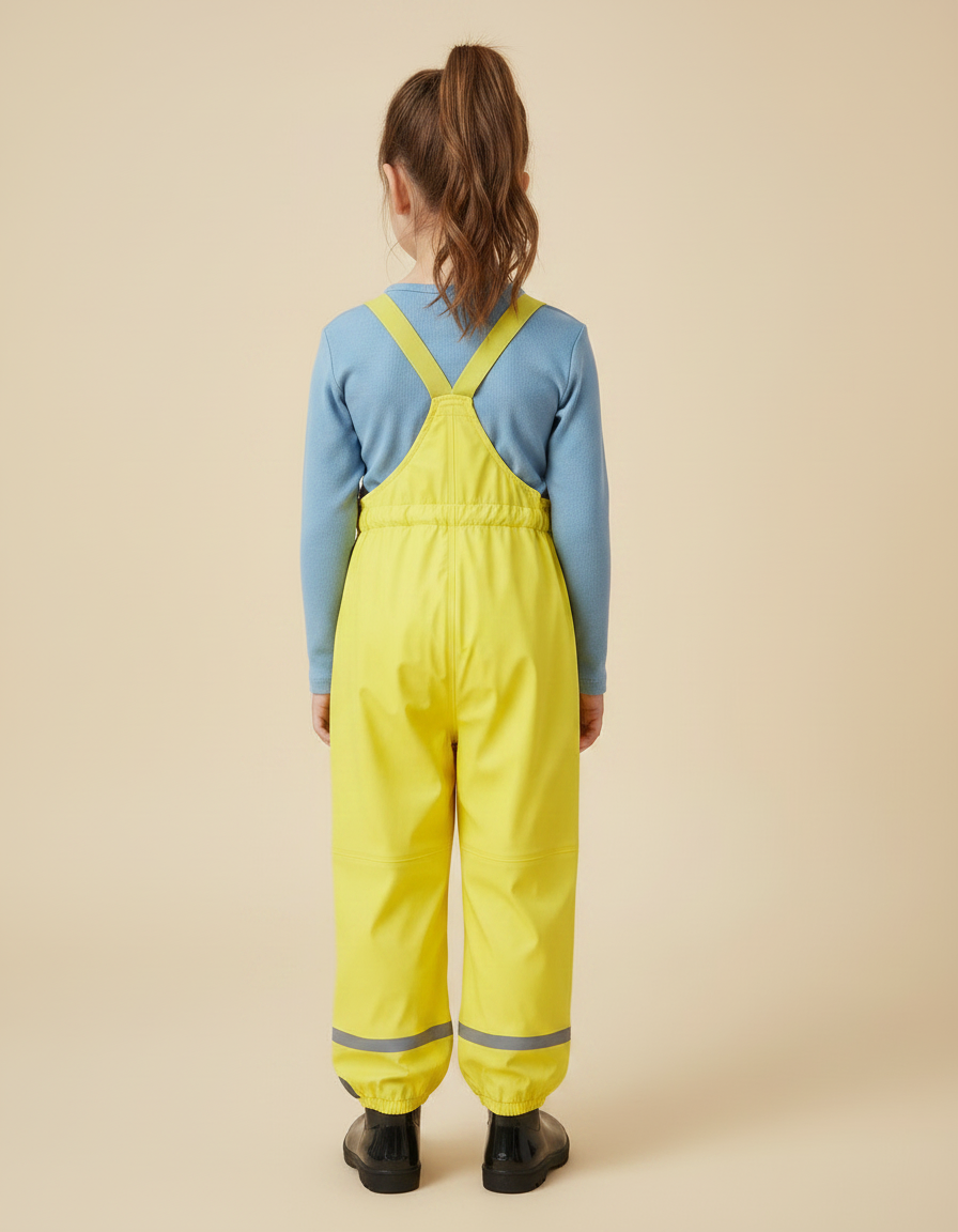 Pantalon De Pluie Jaune Bretelles Imperméable Enfant Réfléchissant - Polyester - vue 2
