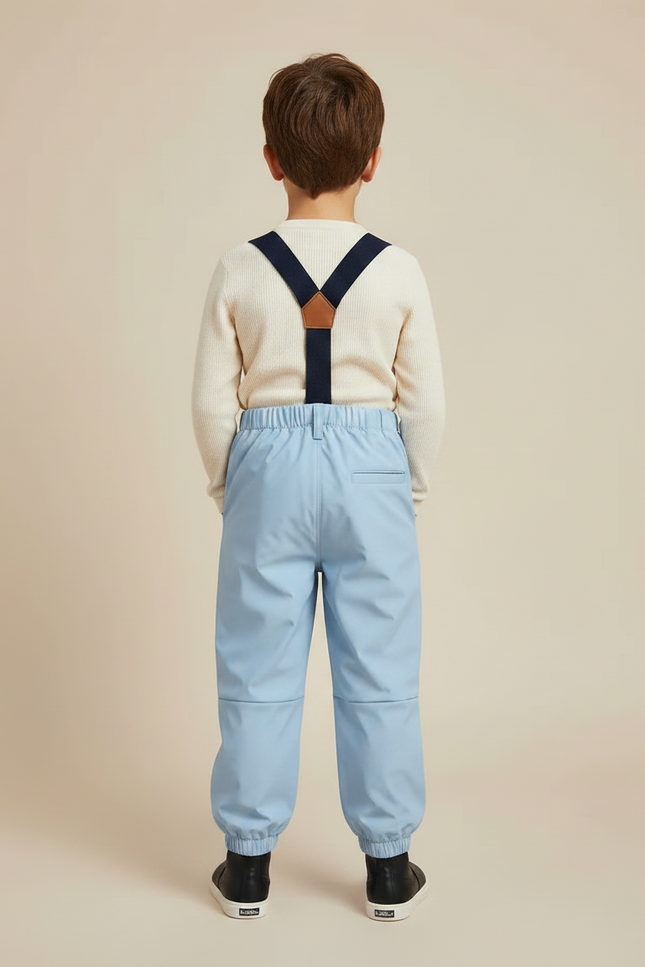 Pantalon De Pluie Bleu Clair Bretelles Imperméable Enfant - Polyester - vue 2