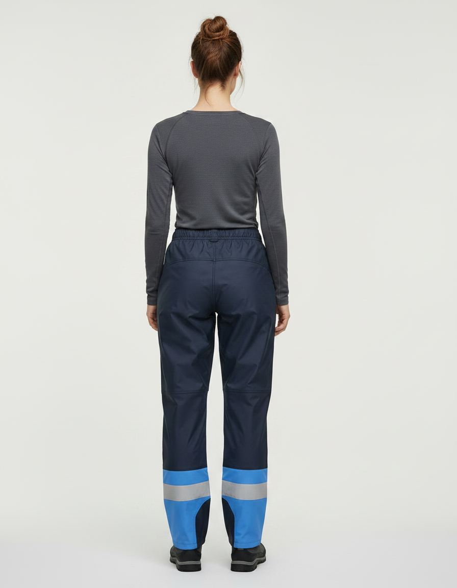 Pantalon De Pluie Bleu Marine Imperméable Réfléchissant Ample Femme - Polyester - vue 2