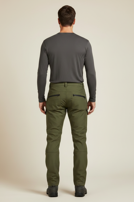 Pantalon De Pluie Vert Militaire Cargo Droit Homme - Kaki Polyester - vue 2