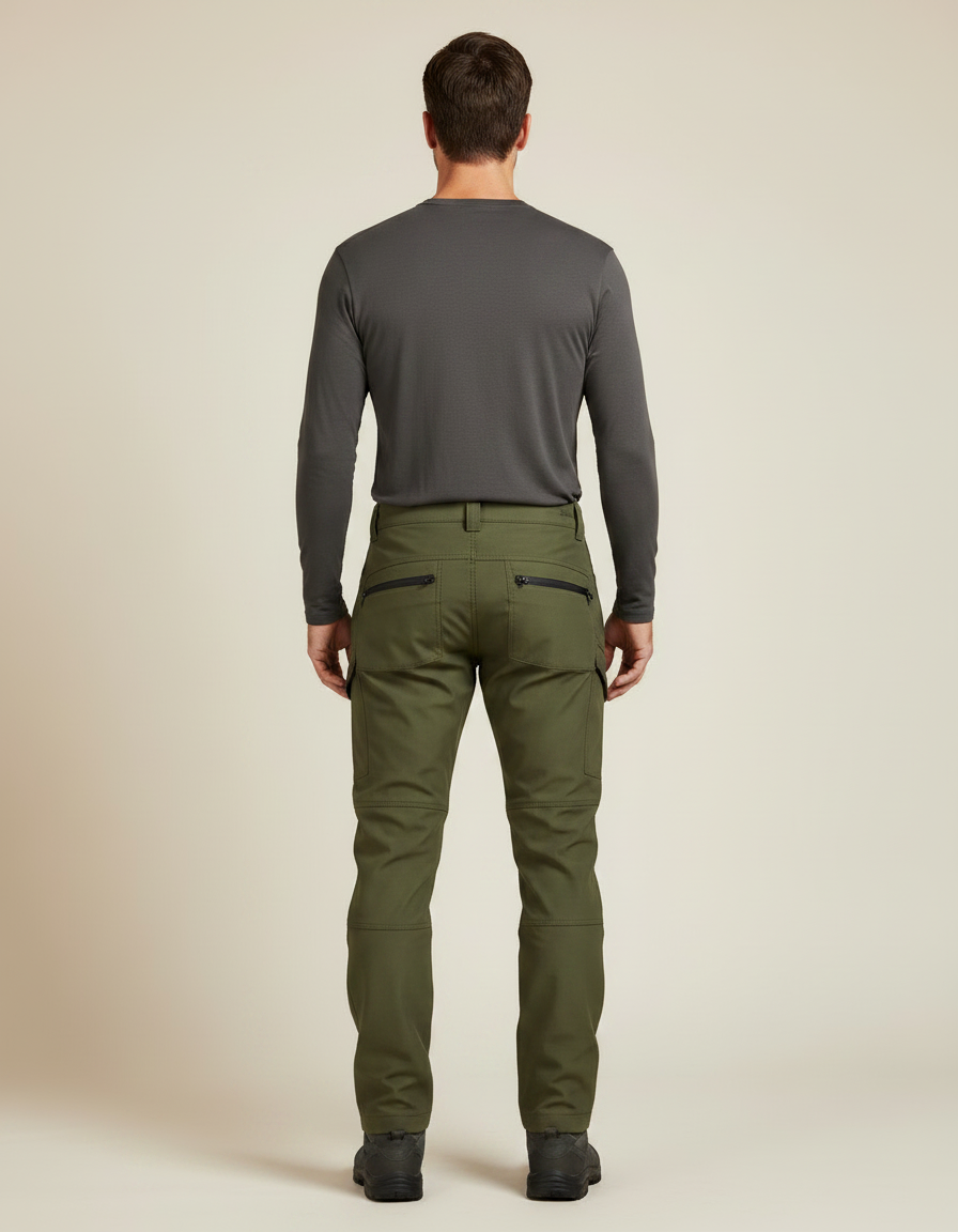 Pantalon De Pluie Vert Militaire Cargo Droit Homme - Kaki Polyester - vue 2