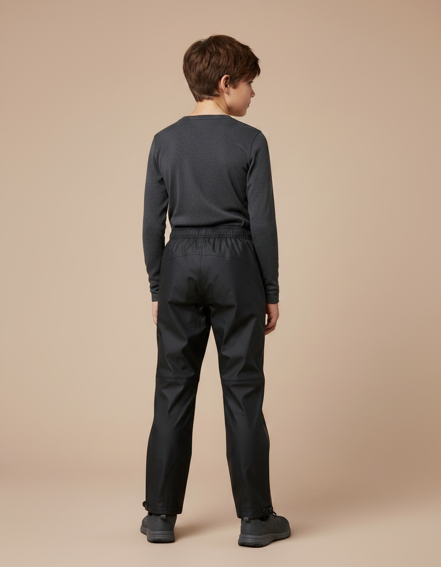 Pantalon De Pluie Noir Imperméable Enfant Droit Sportif - Polyester - vue 2