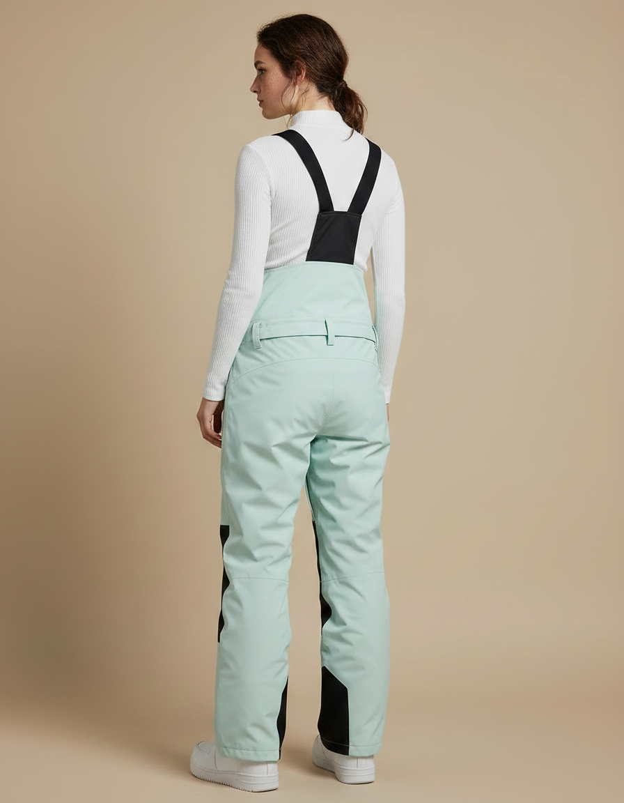 Pantalon De Pluie Vert Menthe Bretelles Imperméable Ski Femme - Polyester - vue 2