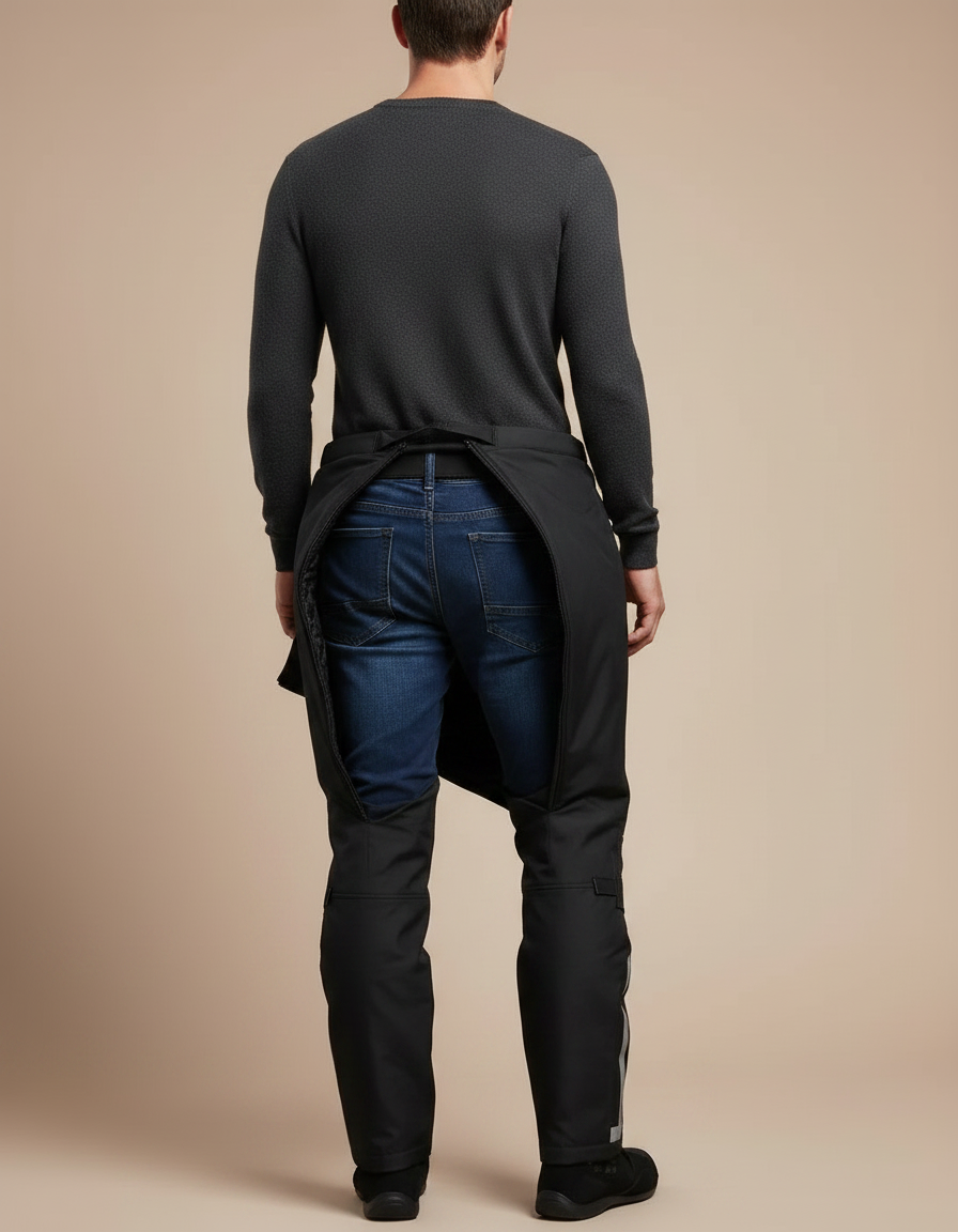 Pantalon Pluie Ouverture Latérale - Noir Polyester - vue 2