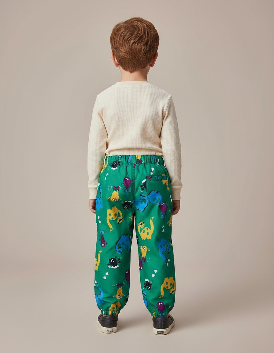 Pantalon De Pluie Vert Imperméable Motif Dinosaures Enfant - Polyester - vue 2